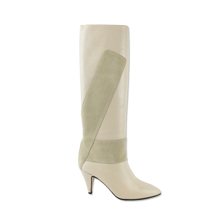 Hana Mackler Leather and Suede Mid Calf Boots