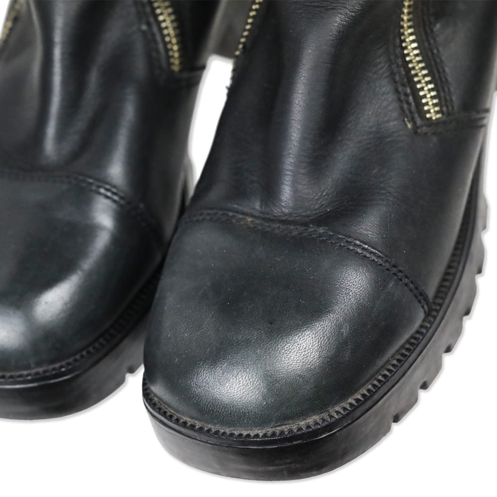 Harley Davidson Black Leather Embossed Logo Tall Riding Buckle Boot