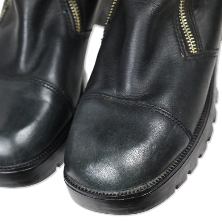 Harley Davidson Black Leather Embossed Logo Tall Riding Buckle Boot