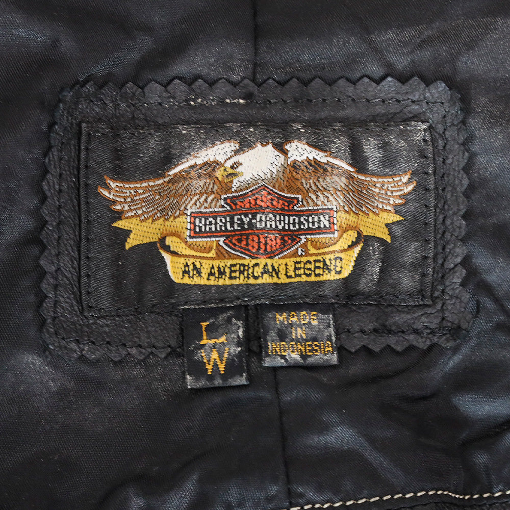 Harley Davidson Black Studded Leather Corset Halterneck Top