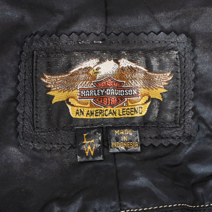 Harley Davidson Black Studded Leather Corset Halterneck Top
