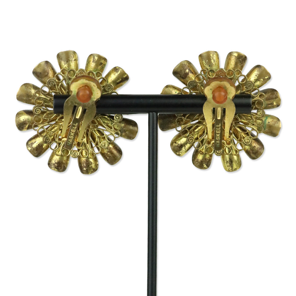 Haskell Faux Pearl and Gold-Tone Flower Clip On Earrings