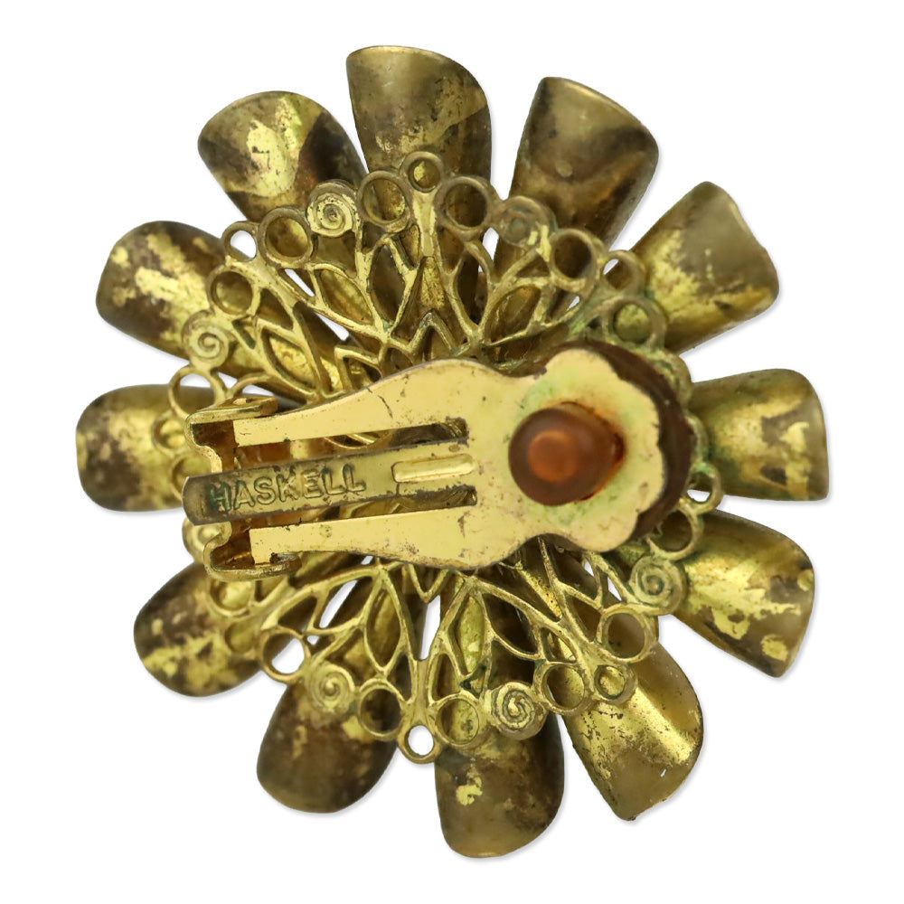 Haskell Faux Pearl and Gold-Tone Flower Clip On Earrings