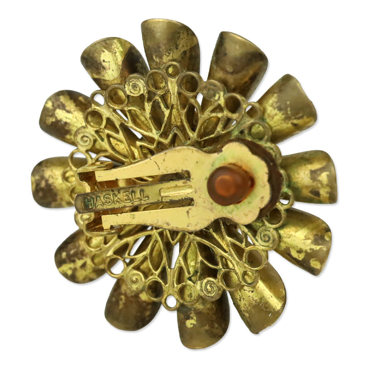 Haskell Faux Pearl and Gold-Tone Flower Clip On Earrings