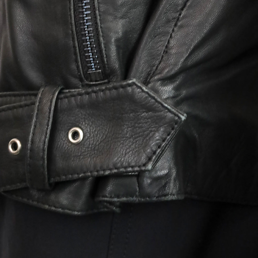 Haute Hippie Black Leather Beaded Trim Moto Jacket
