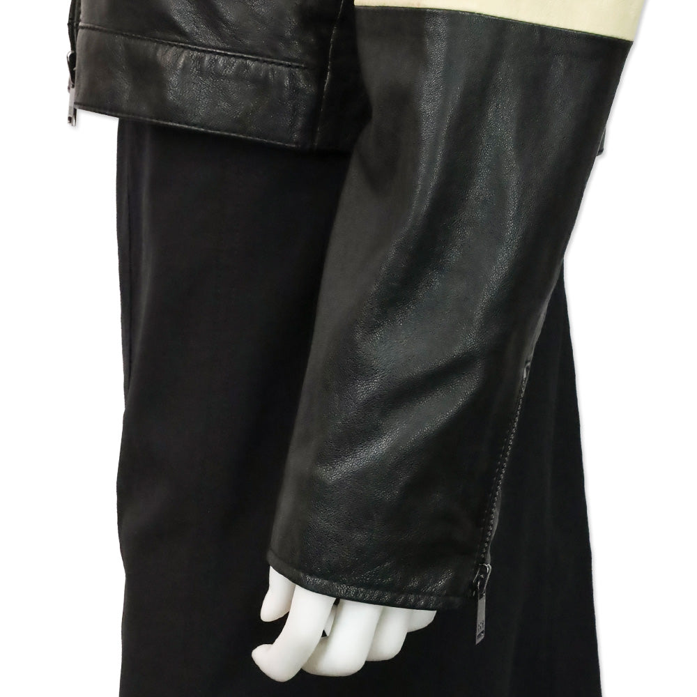 Haute Hippie Black & Beige Colorblock Leather Moto Jacket