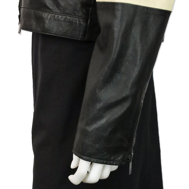Haute Hippie Black & Beige Colorblock Leather Moto Jacket