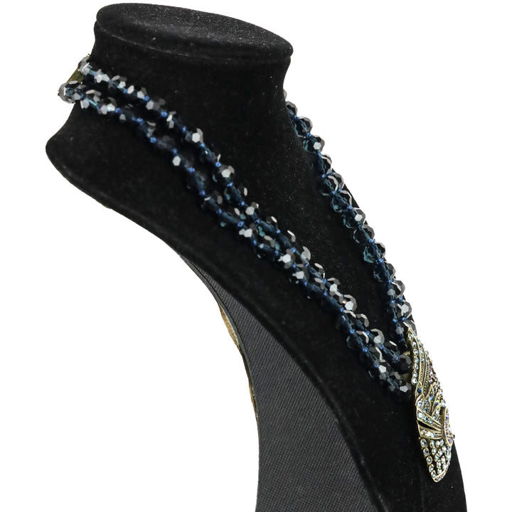 Heidi Daus Paisley Teared Tapestry Shades of Blue Beaded Crystal 2-Strand Pendant Necklace
