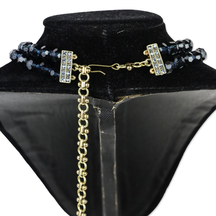 Heidi Daus Paisley Teared Tapestry Shades of Blue Beaded Crystal 2-Strand Pendant Necklace