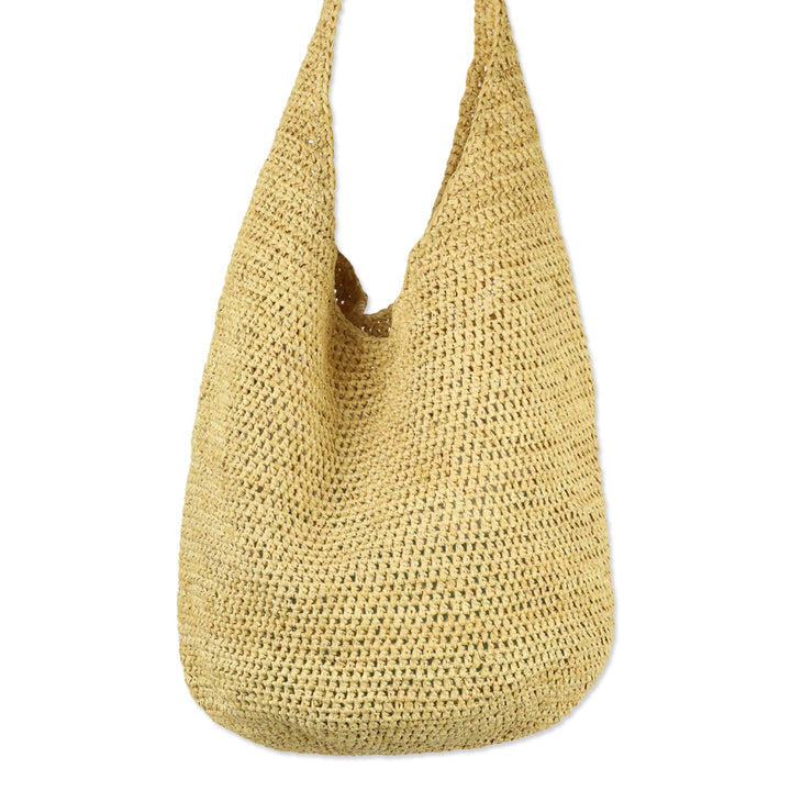 Helen Kaminski Beige Woven Raffia Crossbody Hobo Bag
