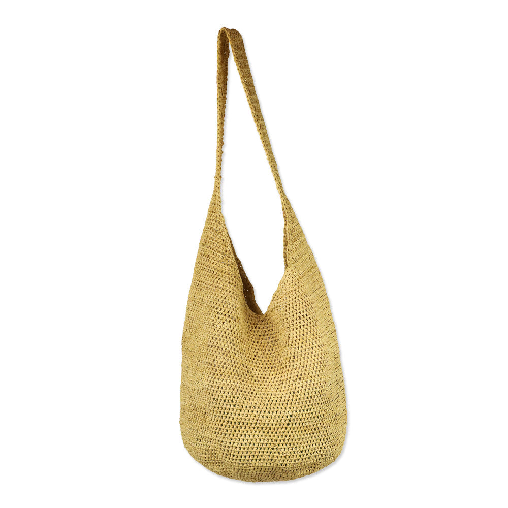 Helen Kaminski Beige Woven Raffia Crossbody Hobo Bag