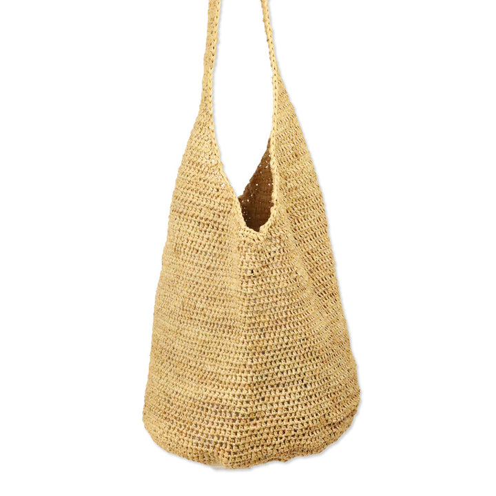 Helen Kaminski Beige Woven Raffia Crossbody Hobo Bag