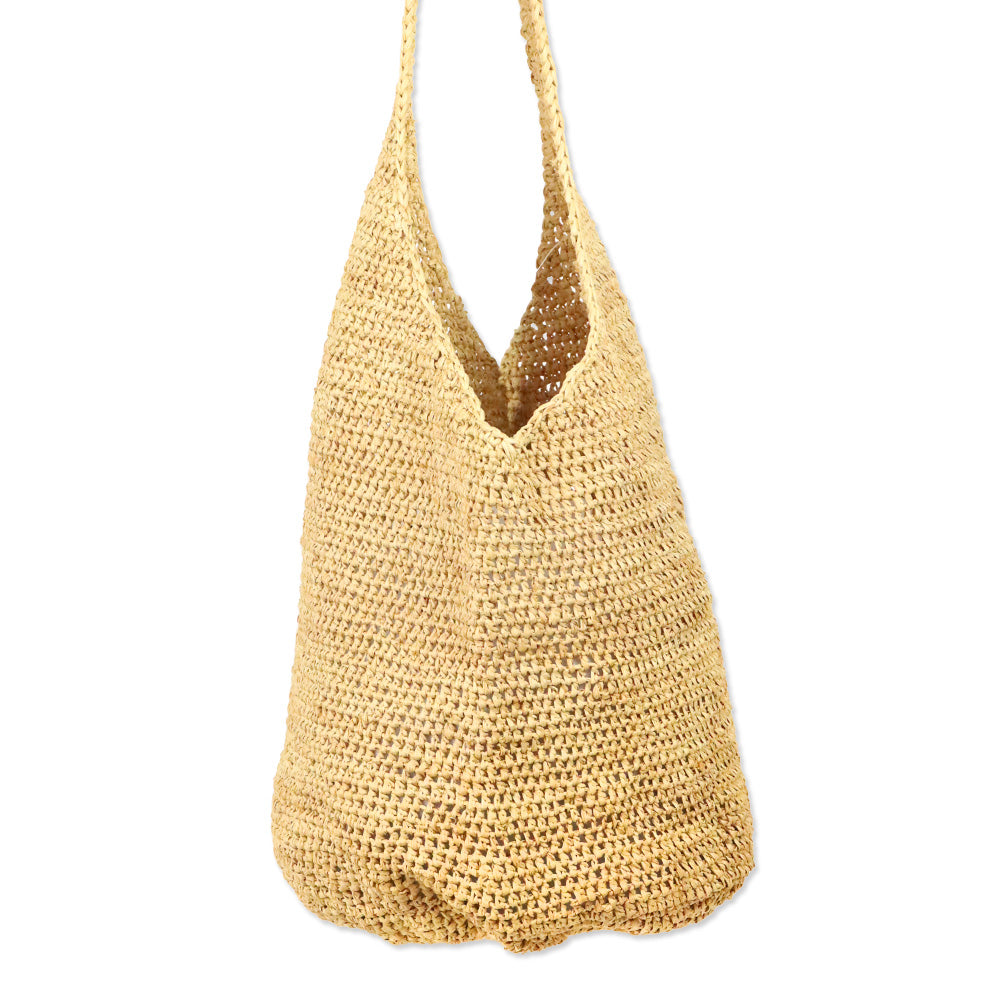 Helen Kaminski Beige Woven Raffia Crossbody Hobo Bag