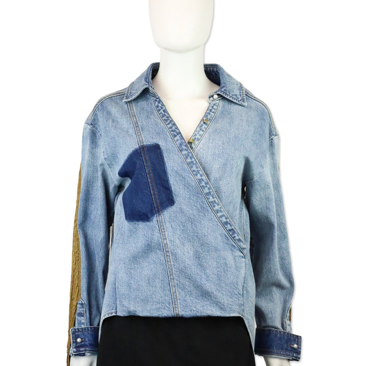 Hellessy Hicks Metallic Fringe Denim Collared Shirt