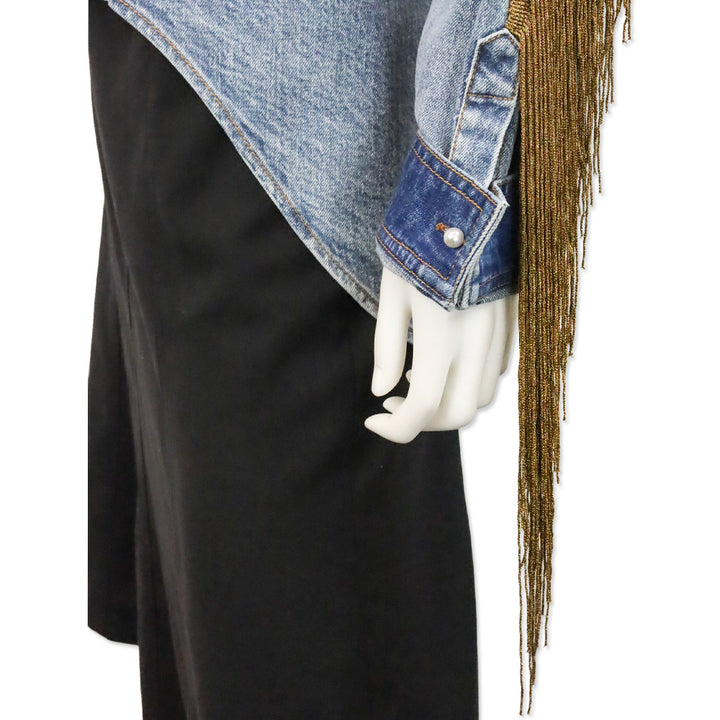 Hellessy Hicks Metallic Fringe Denim Collared Shirt