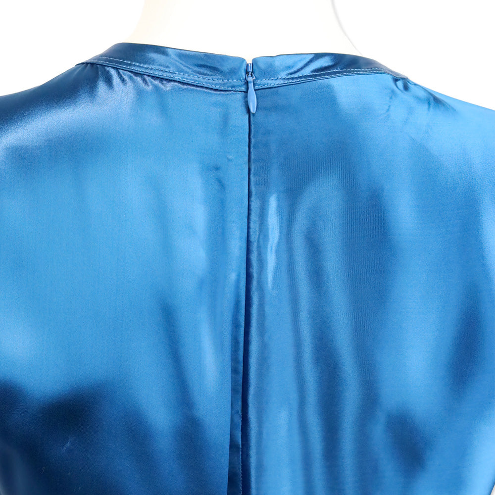 Helmut Lang Blue Silk Cap Sleeve Midi Dress