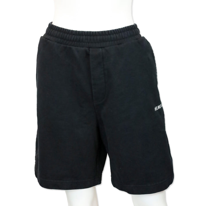 Helmut Lang Men's Core Logo Black Terry Sweat Shorts