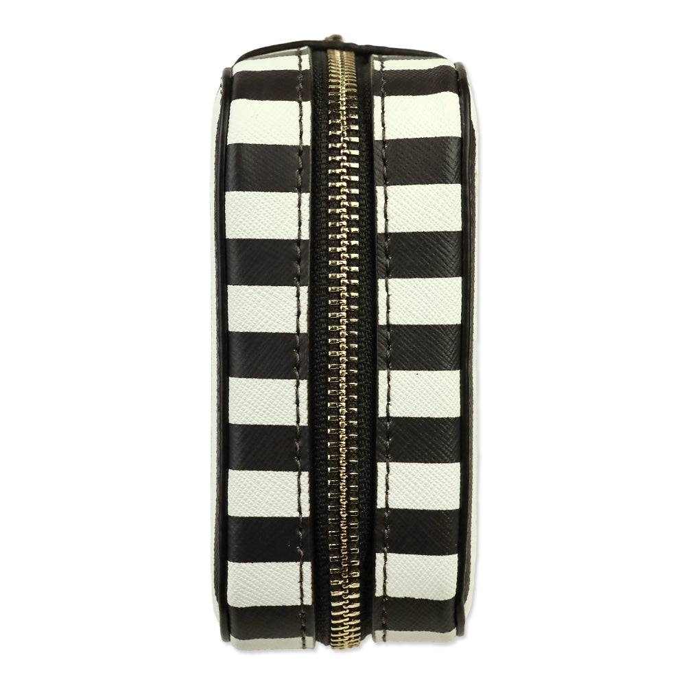 Henri Bendel Brown & White Centennial Stripe Travel Jewelry Case