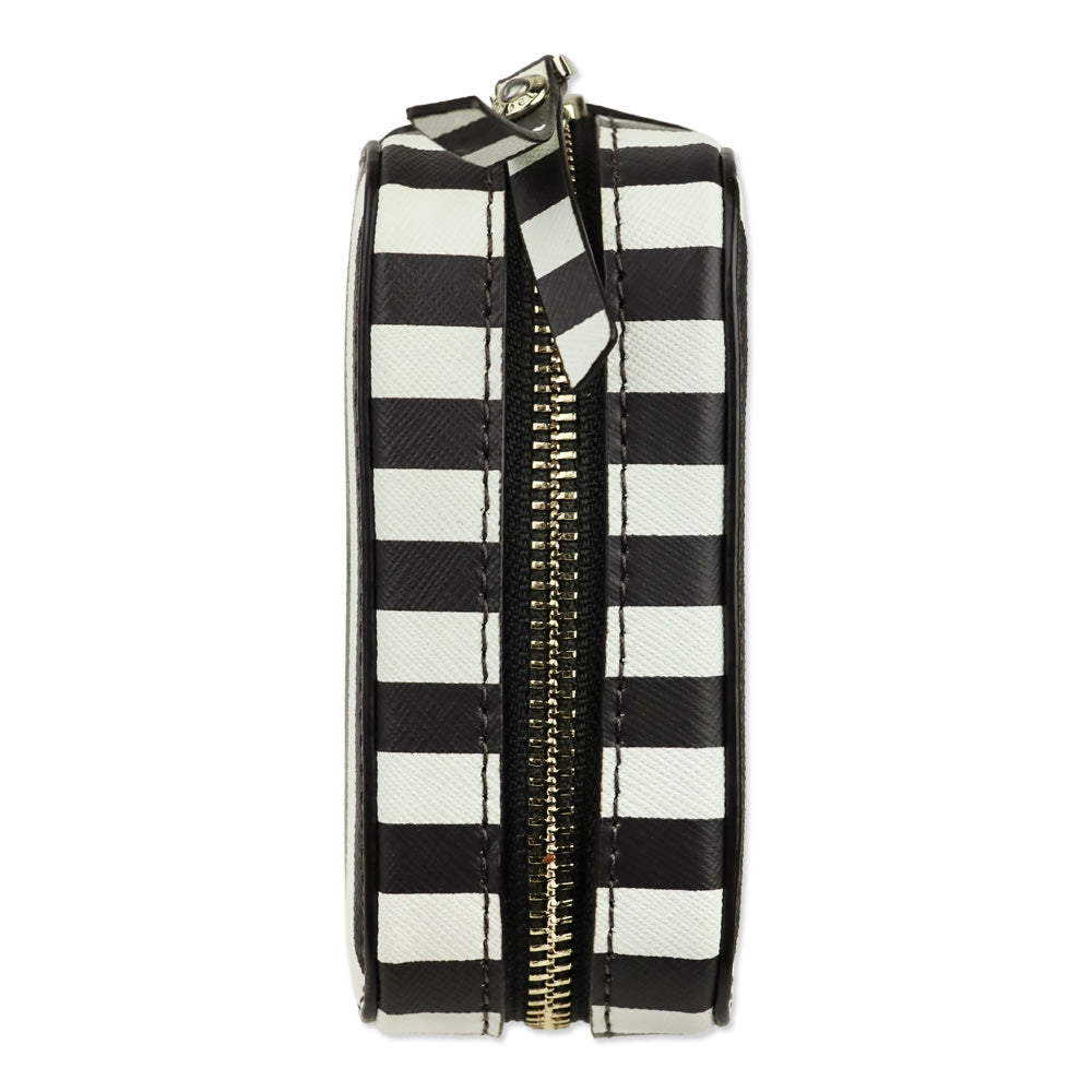 Henri Bendel Brown & White Centennial Stripe Travel Jewelry Case