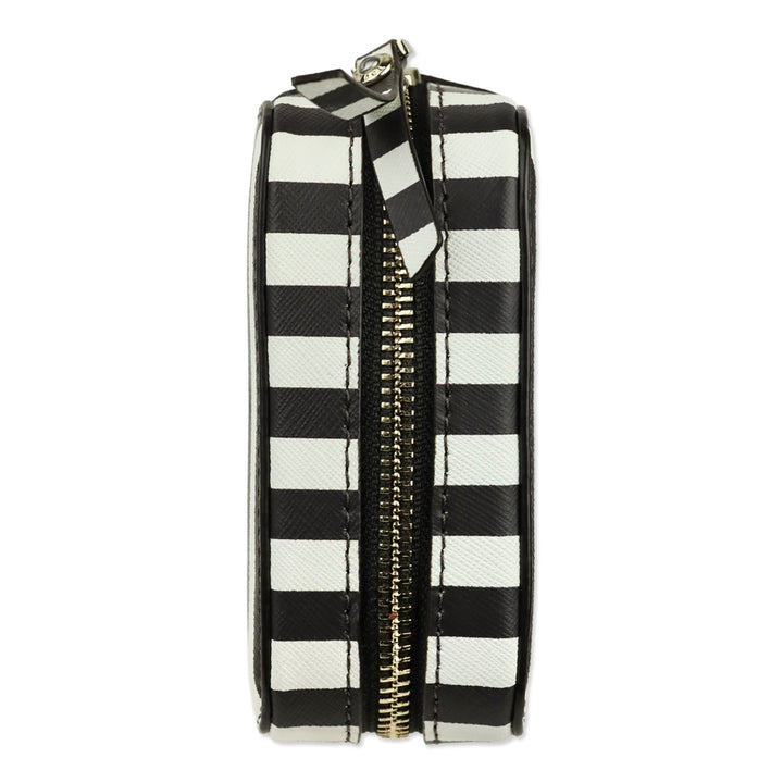 Henri Bendel Brown & White Centennial Stripe Travel Jewelry Case