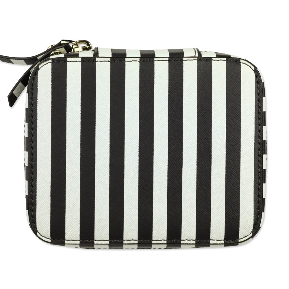 Henri Bendel Brown & White Centennial Stripe Travel Jewelry Case