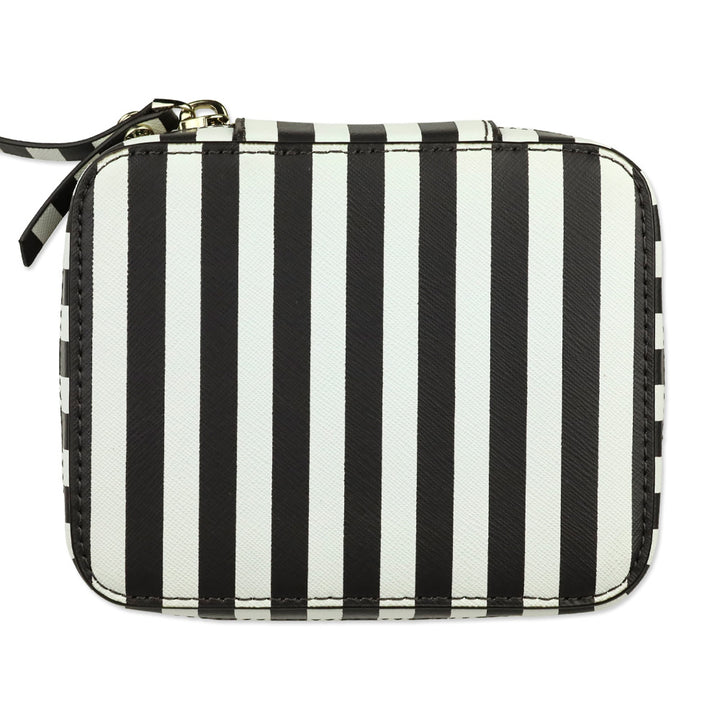 Henri Bendel Brown & White Centennial Stripe Travel Jewelry Case