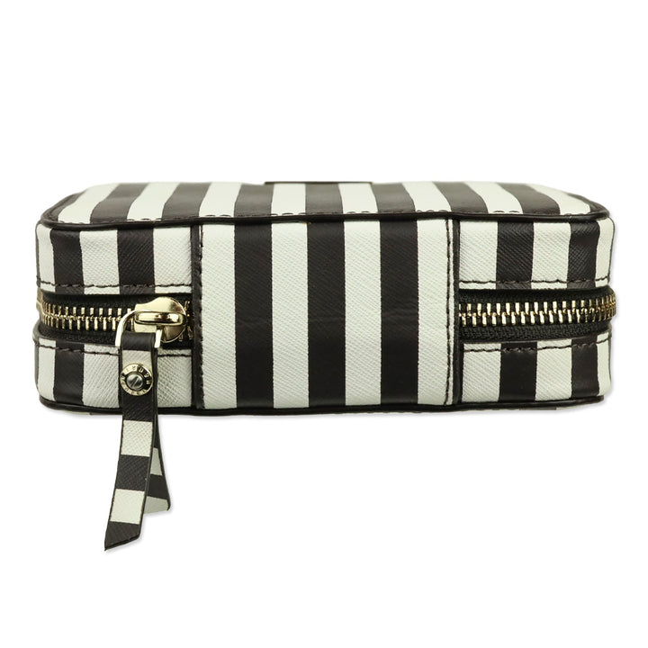Henri Bendel Brown & White Centennial Stripe Travel Jewelry Case