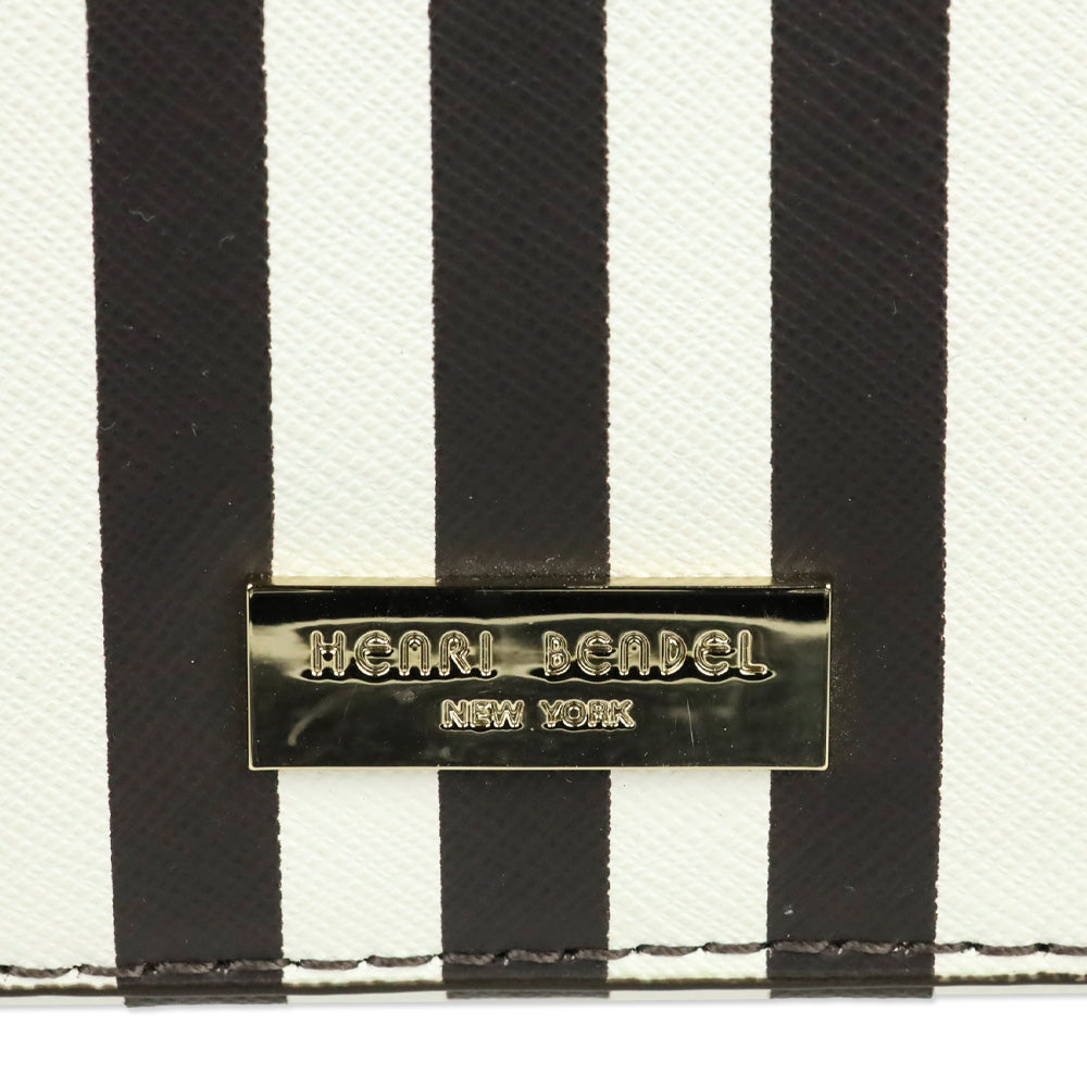 Henri Bendel Brown & White Centennial Stripe Travel Jewelry Case