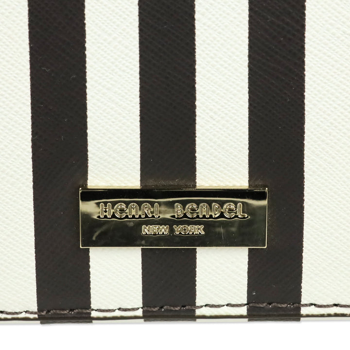 Henri Bendel Brown & White Centennial Stripe Travel Jewelry Case