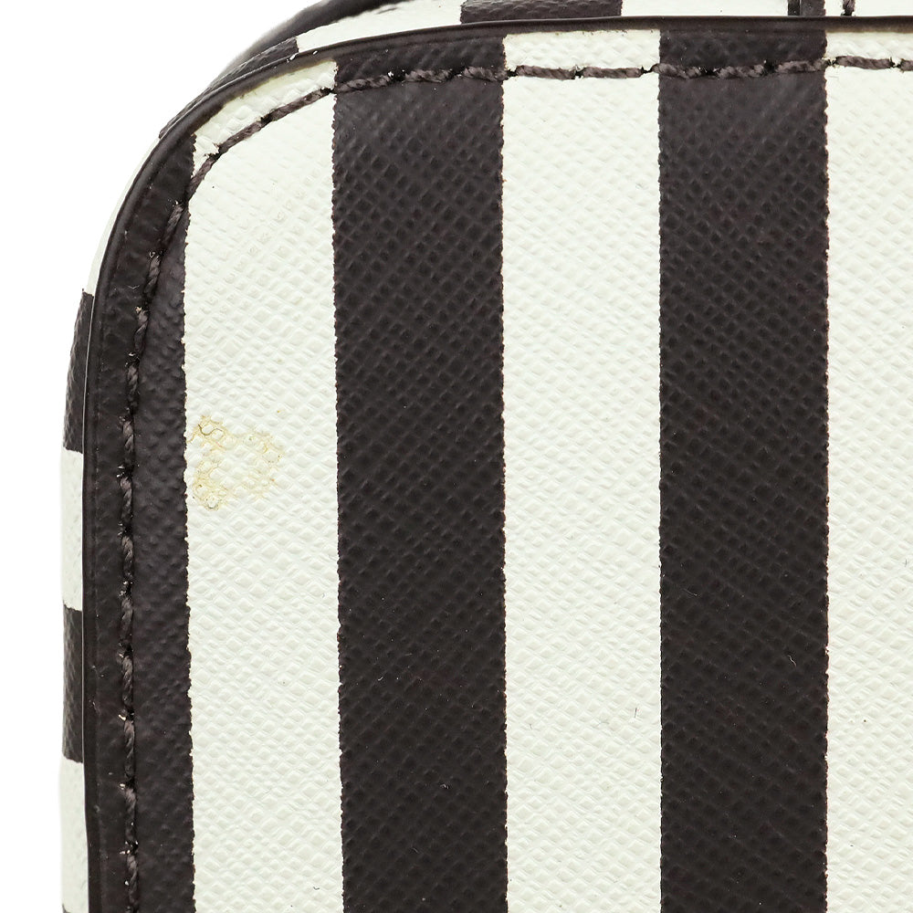 Henri Bendel Brown & White Centennial Stripe Travel Jewelry Case