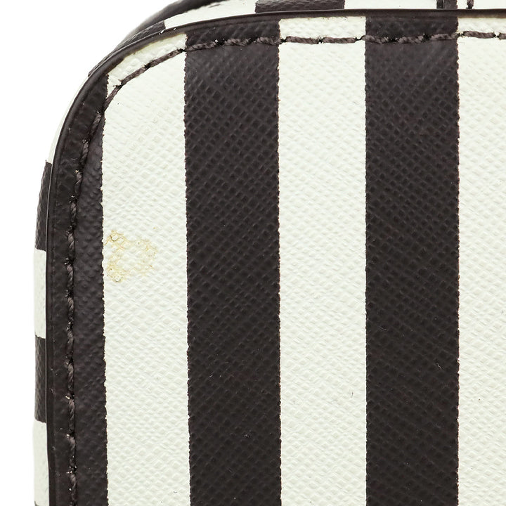 Henri Bendel Brown & White Centennial Stripe Travel Jewelry Case