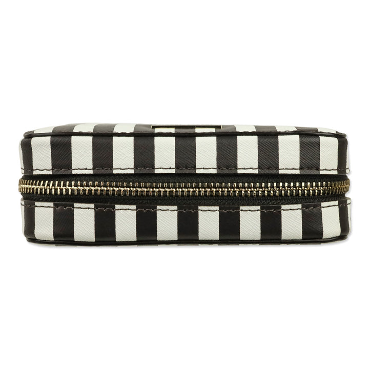 Henri Bendel Brown & White Centennial Stripe Travel Jewelry Case