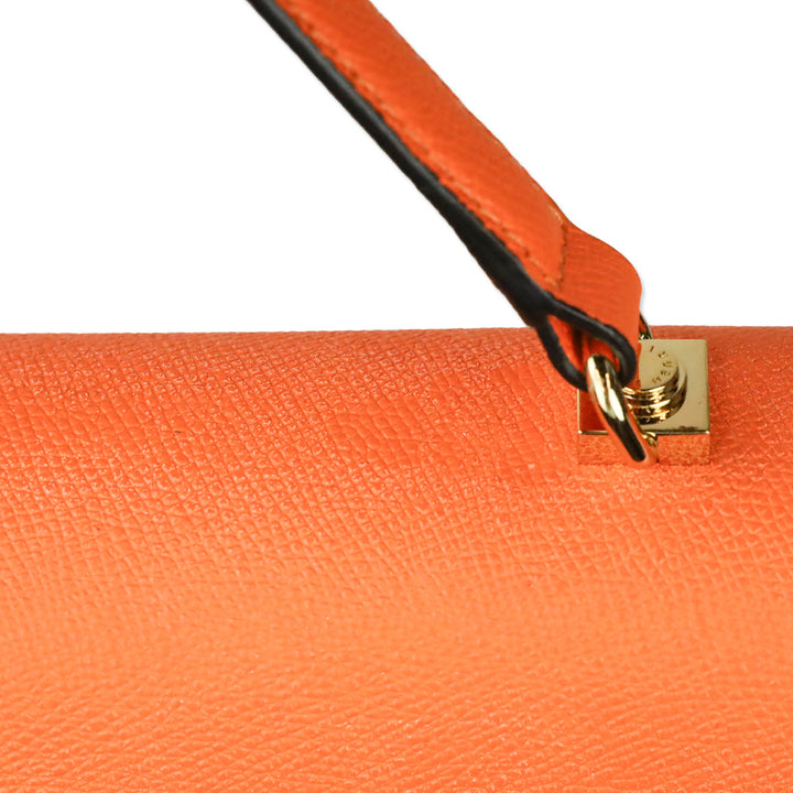 Henri Bendel Uptown Orange Leather Turnlock Top Handle Flap Satchel Bag