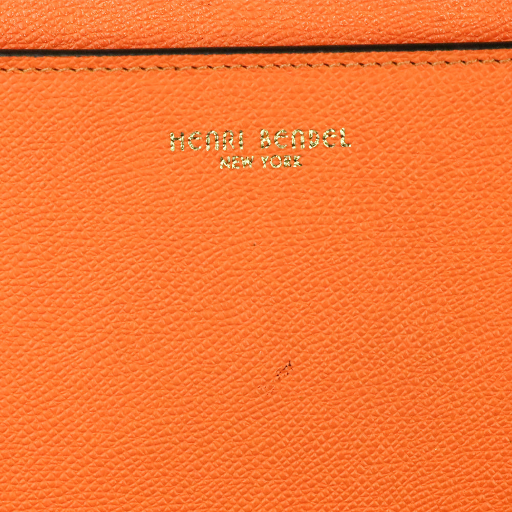 Henri Bendel Uptown Orange Leather Turnlock Top Handle Flap Satchel Bag