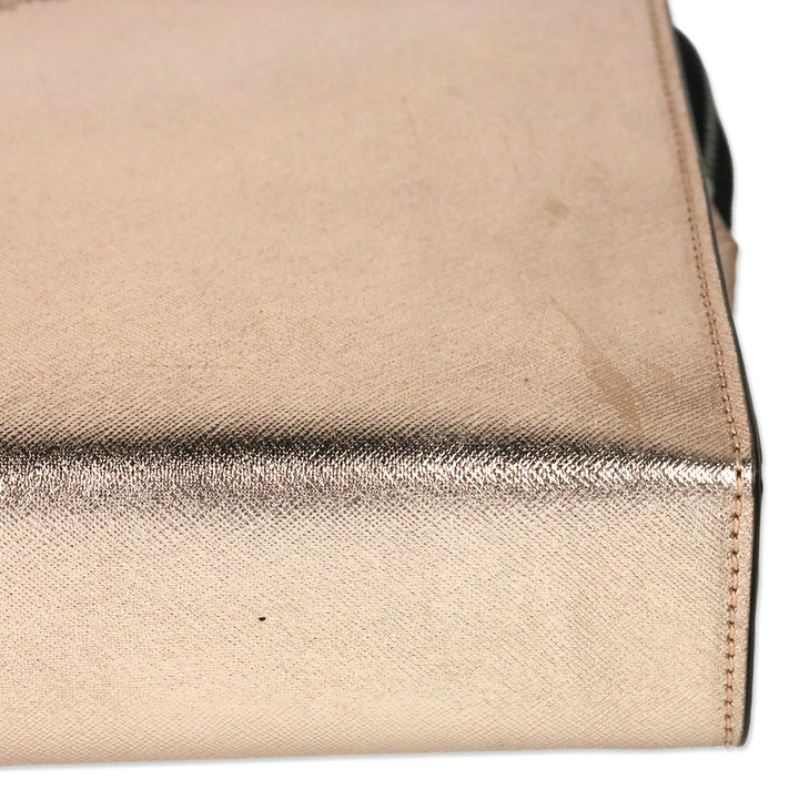 Henri Bendel W. 57th Rose Gold Metallic Saffiano Leather Cosmetic Clutch