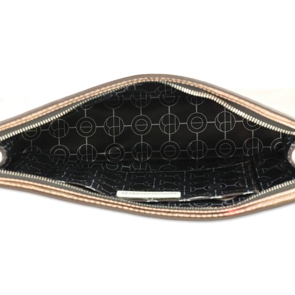 Henri Bendel W. 57th Rose Gold Metallic Saffiano Leather Cosmetic Clutch