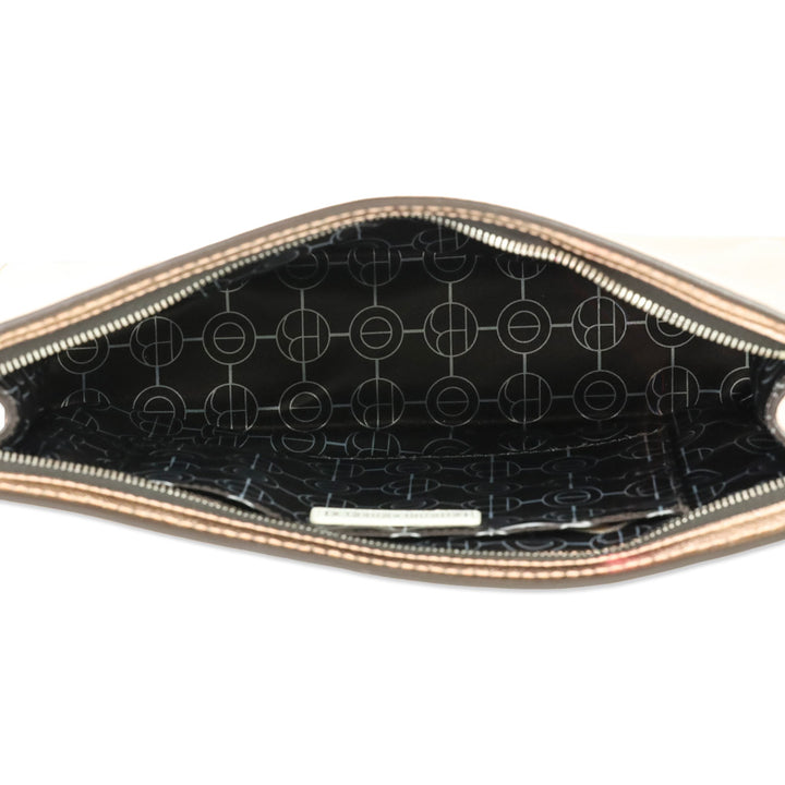 Henri Bendel W. 57th Rose Gold Metallic Saffiano Leather Cosmetic Clutch