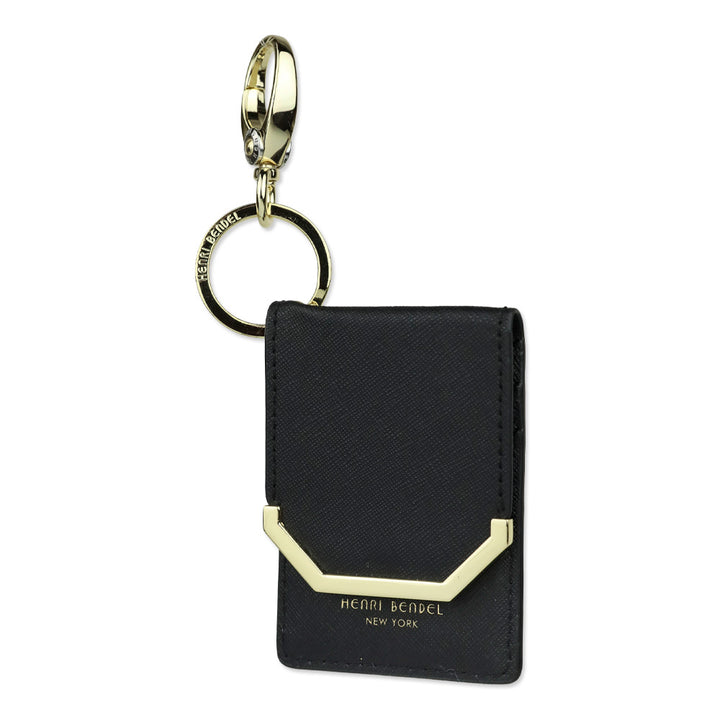 Henri Bendel W 57th Black Leather Card Key Holder