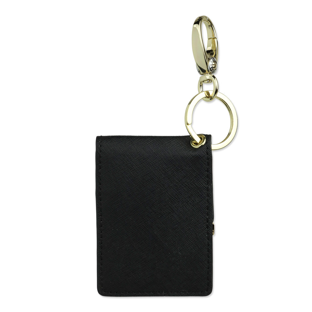 Henri Bendel W 57th Black Leather Card Key Holder