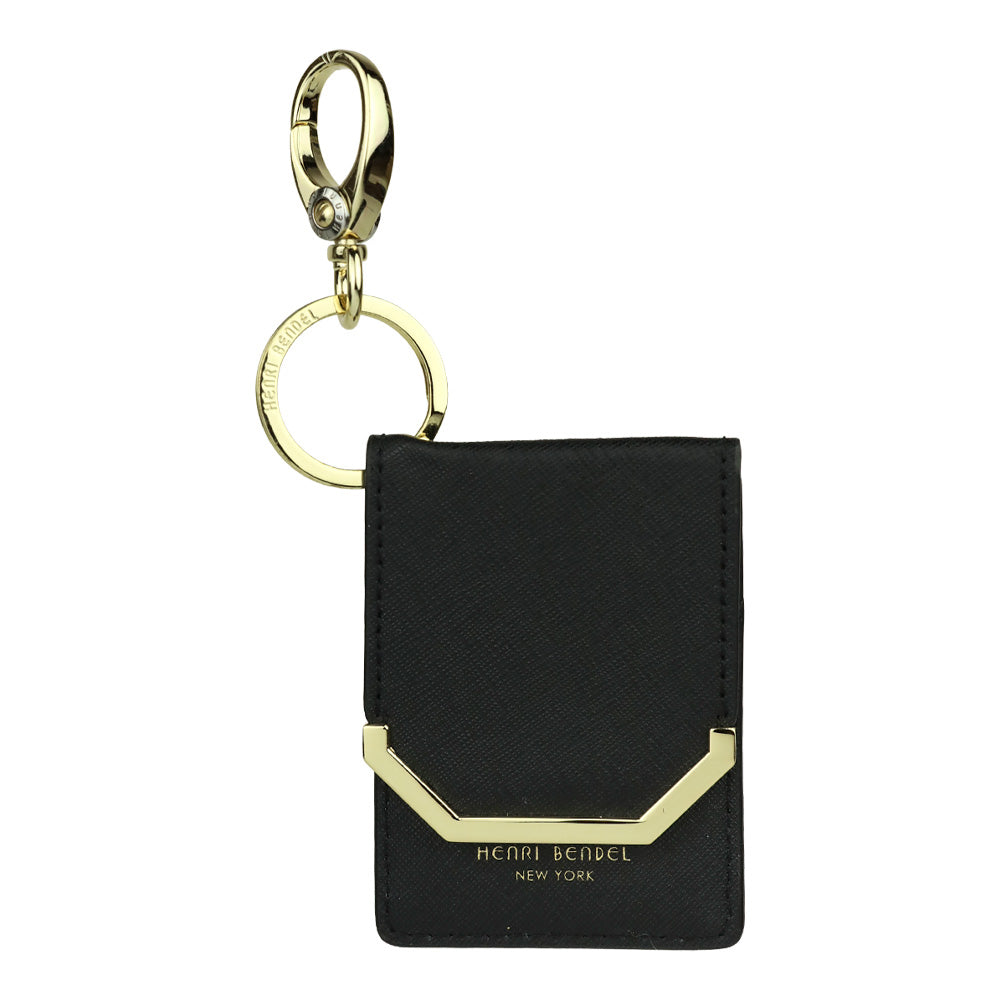 Henri Bendel W 57th Black Leather Card Key Holder