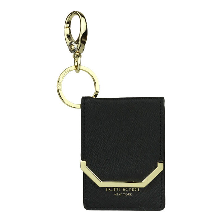 Henri Bendel W 57th Black Leather Card Key Holder