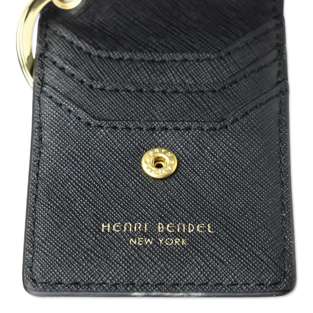 Henri Bendel W 57th Black Leather Card Key Holder