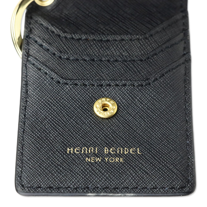 Henri Bendel W 57th Black Leather Card Key Holder