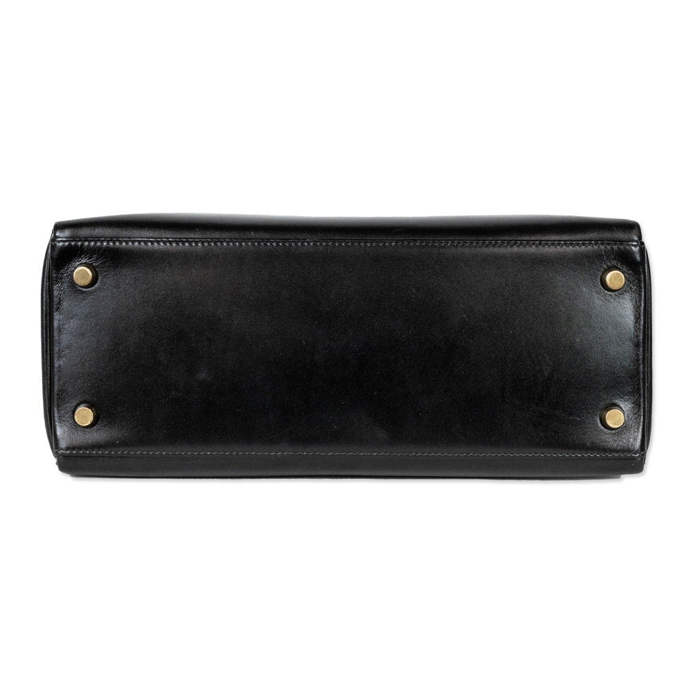 Hermès Black Box Calf Leather Retourne Kelly 28 Gold Hardware