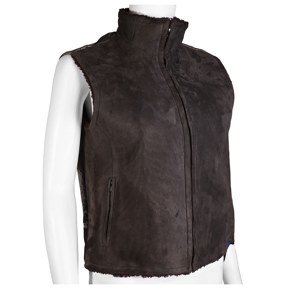 Hermès Vintage Ex-Libris Gray & Purple Shearling Vest
