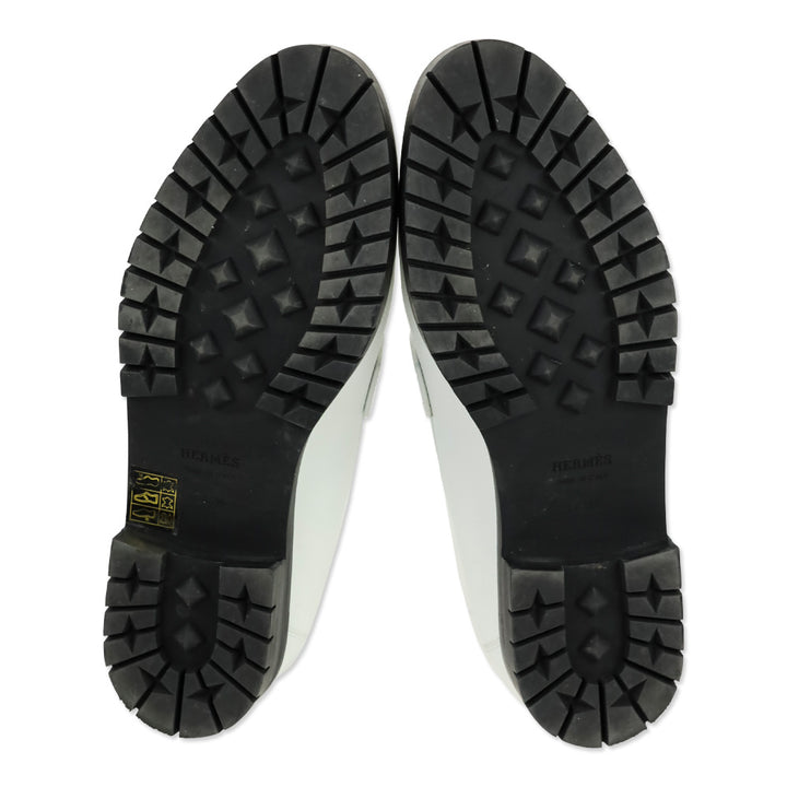 Hermès 2023 White Epsom Faubourg Loafers