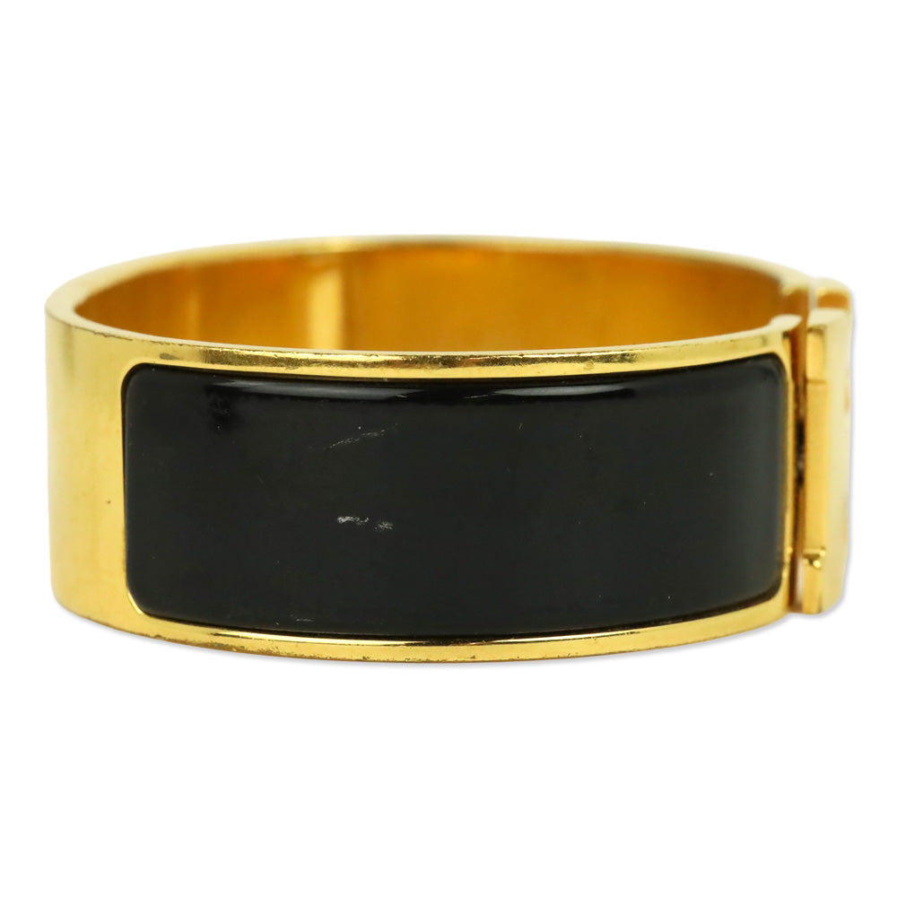 Hermès Black Enamel Gold Clic Clac H Bracelet