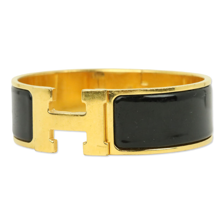 Hermès Black Enamel Gold Clic Clac H Bracelet