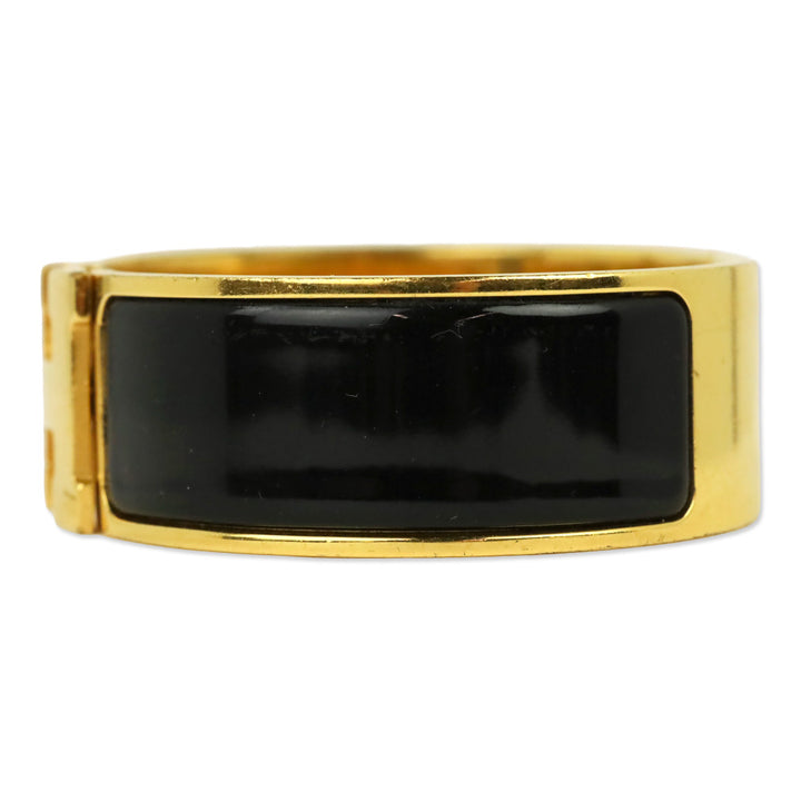 Hermès Black Enamel Gold Clic Clac H Bracelet