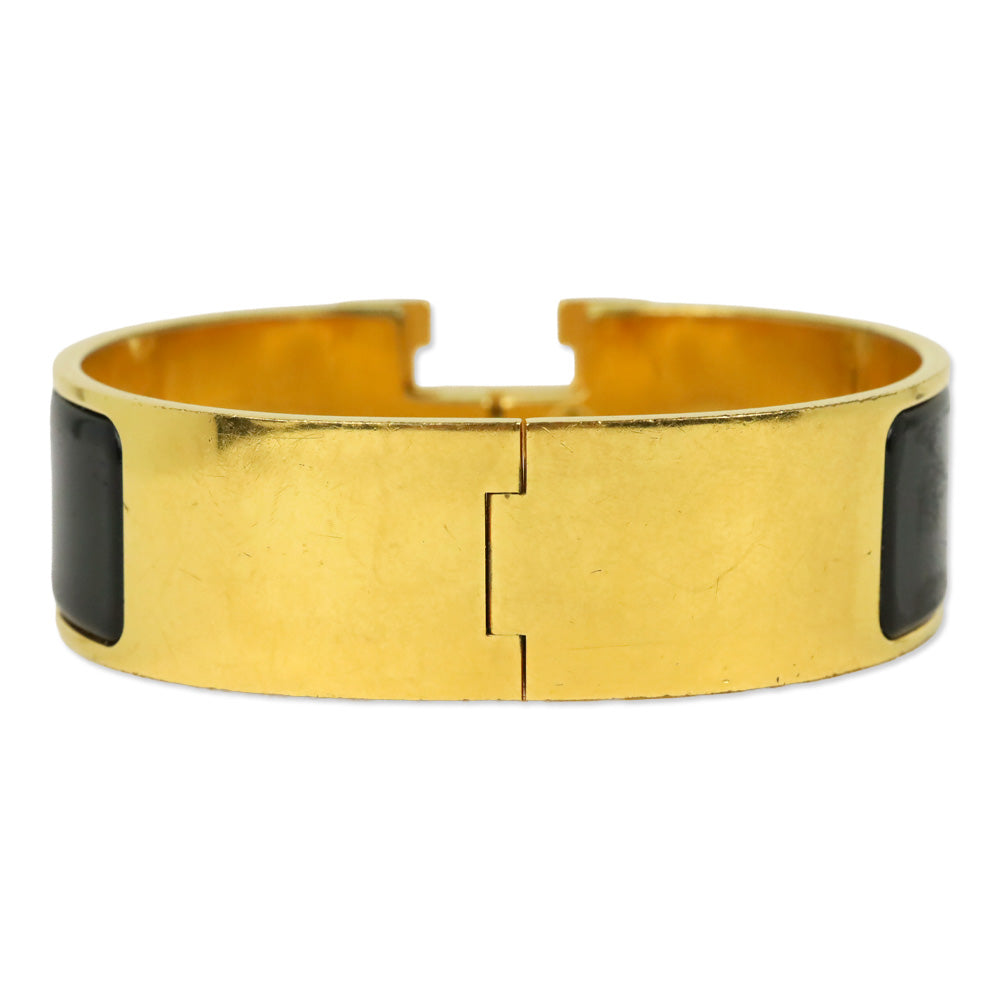 Hermès Black Enamel Gold Clic Clac H Bracelet